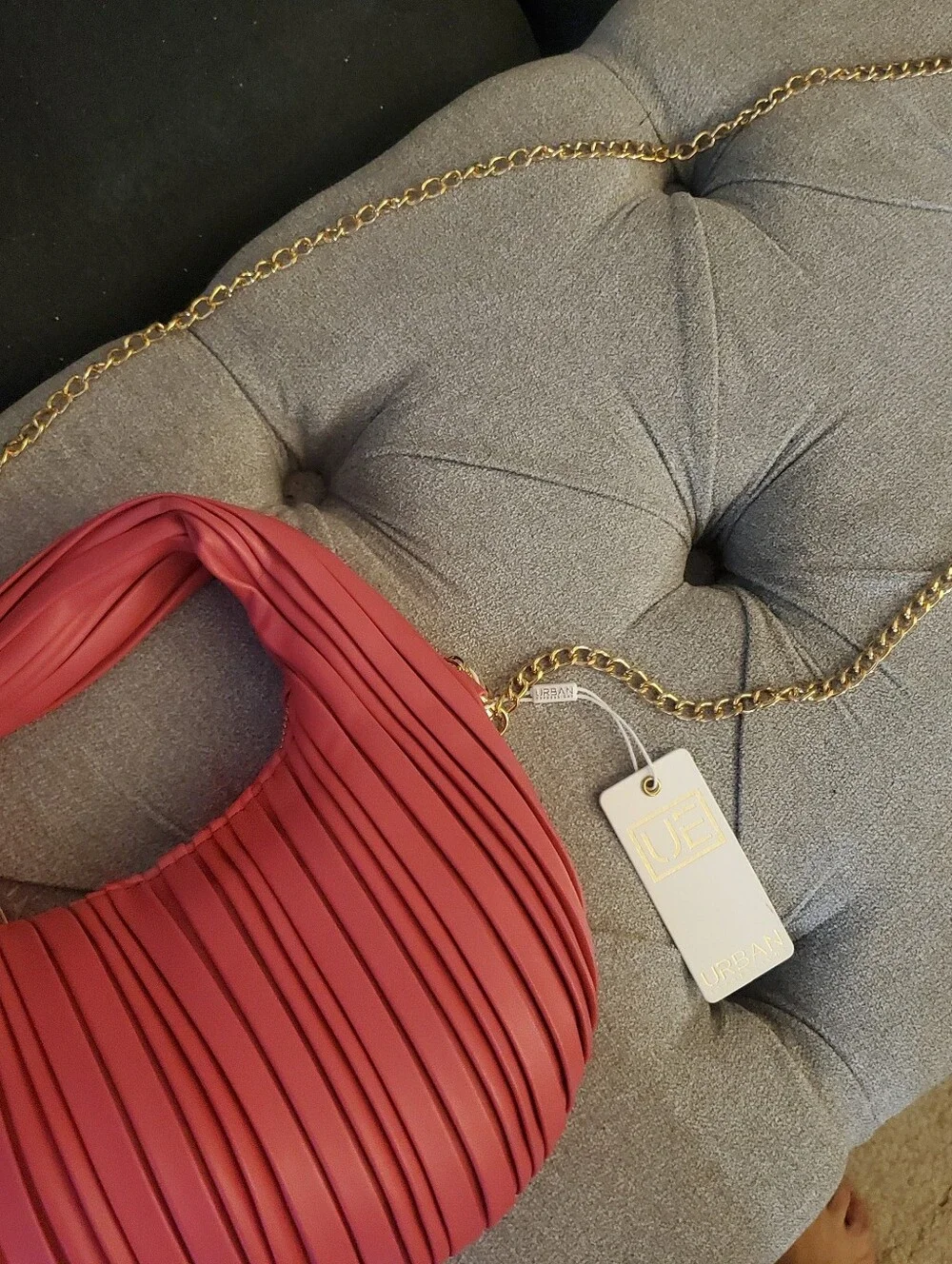 Urban Expressions Stylish Pink Pleated Vegan Leather Knot-Handle Mini Hobo Bag